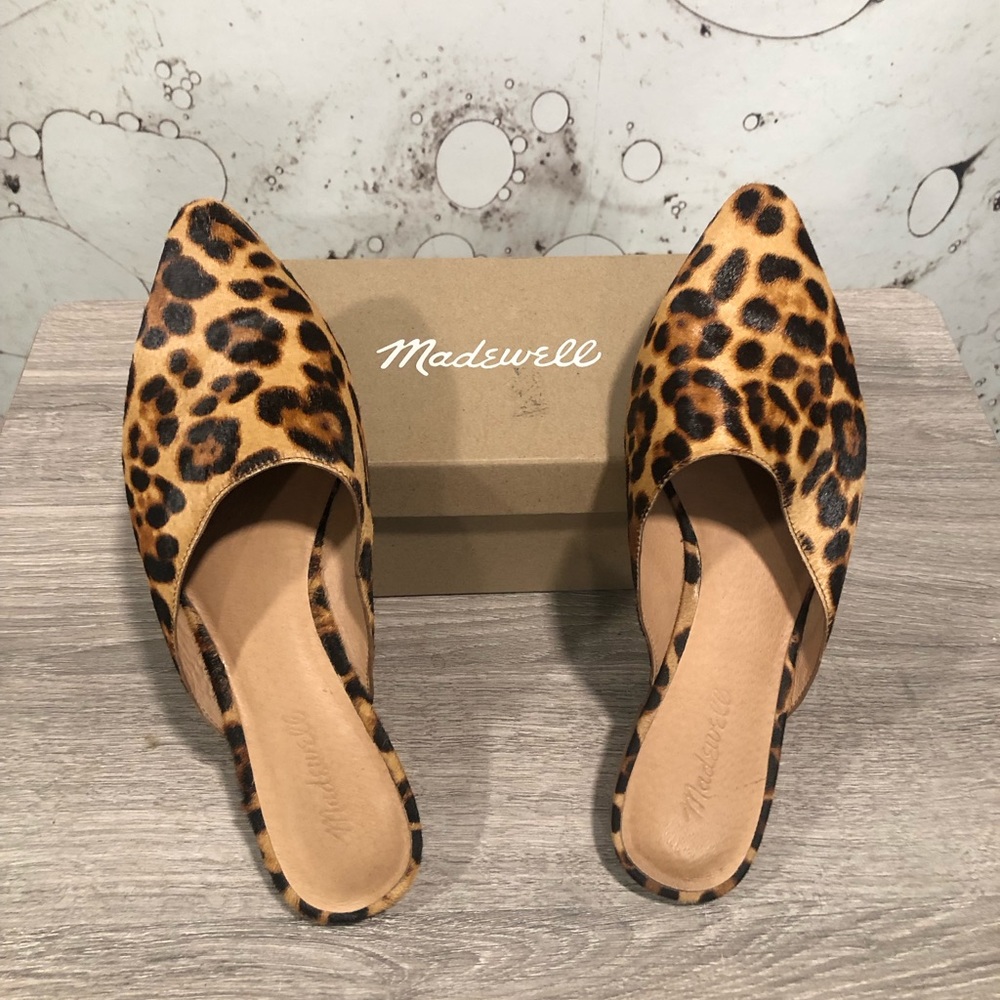Madewell Cheetah Flat Mules in Calf Hair Size 10
